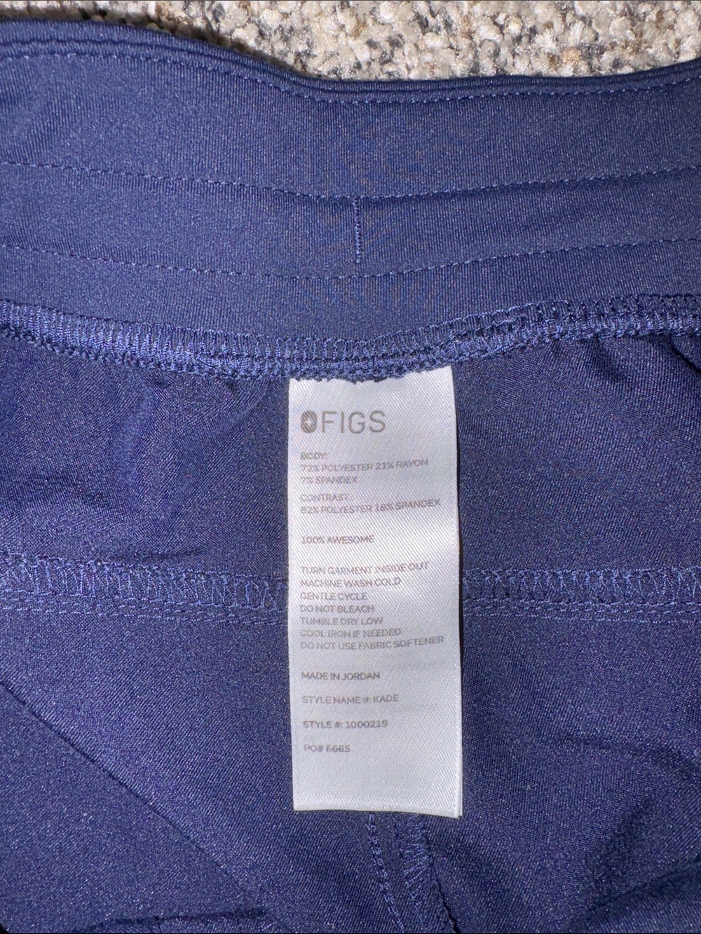 Figs Navy Drawstring Scrub Pants - Picture 2 of 4